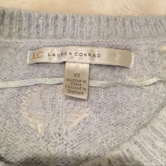 Lauren Conrad Blue & White Polka Dot Fuzzy Sweater - Picture 3 of 5